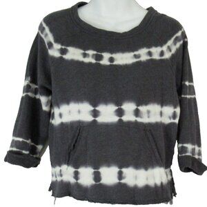 Billabong Cropped Tie Dye Sweatshirt Small Pullover Top Raw Seams Gray White Y2K